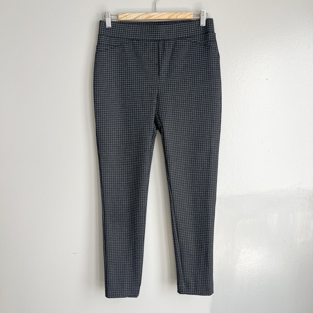 Calvin Klein Womens Houndstooth Pull On Pants Skinny Career Gray Mid Rise Size 6